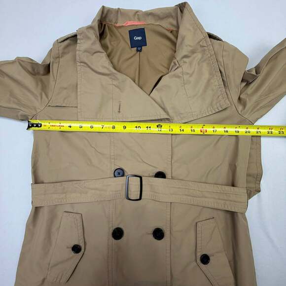 Gap Women's Medium Tan Double-Breasted Belted Trench Coat - Picture 6 of 14